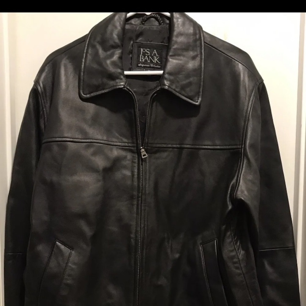 SOLD  Joseph Jos A Bank Signature Collection Black Soft Leather Jacket Mens